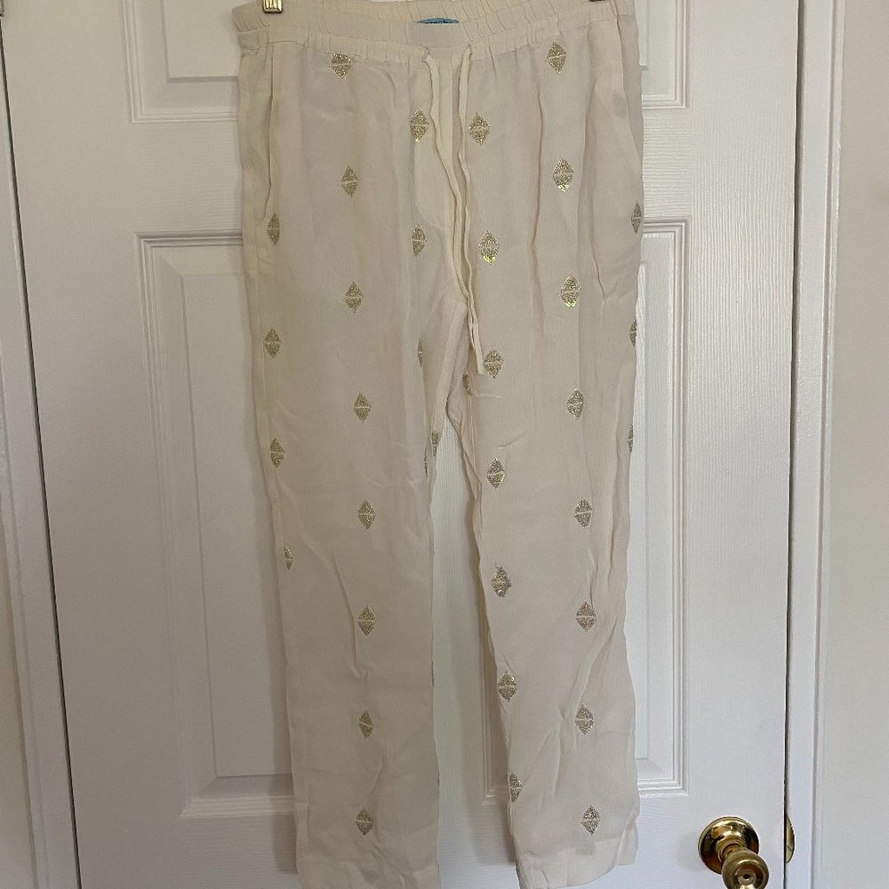 White and Gold Beaded Joggers